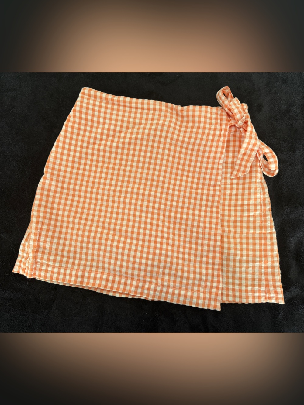 Reitmans Orange and White Gingham Wrap Skirt